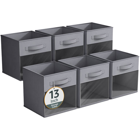 13" Large Storage Bin with Clear Window – 6-Pack