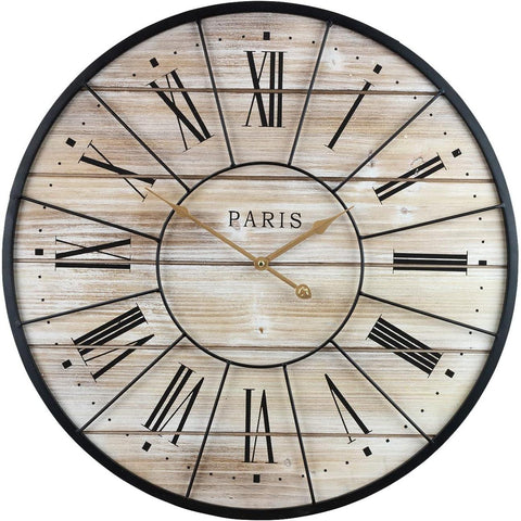 24" Paris Wood Wall Clock (Roman)