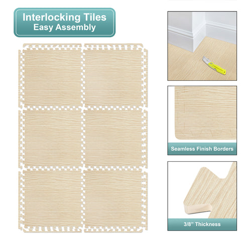16 Tiles 64 Sq ft Wood Grain Foam Tiles