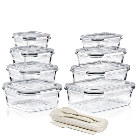 Glass Food Storage Containers with Lids (16 Pcs)
