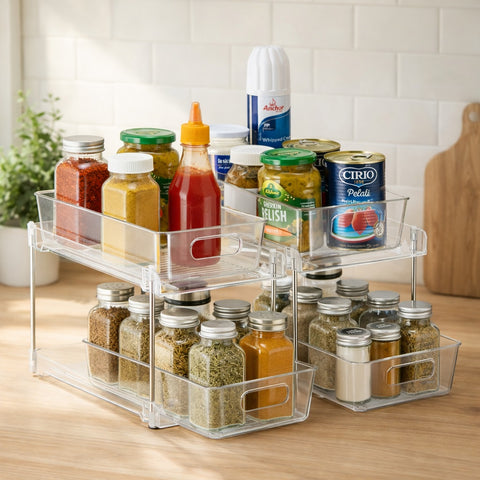 2-Tier Pull-Out Kitchen Organizers