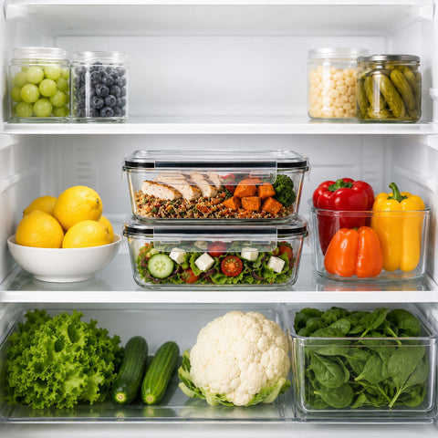 Glass Food Storage Containers with Lids and Vents
