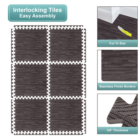 16 Tiles 64 Sq ft Wood Grain Foam Tiles