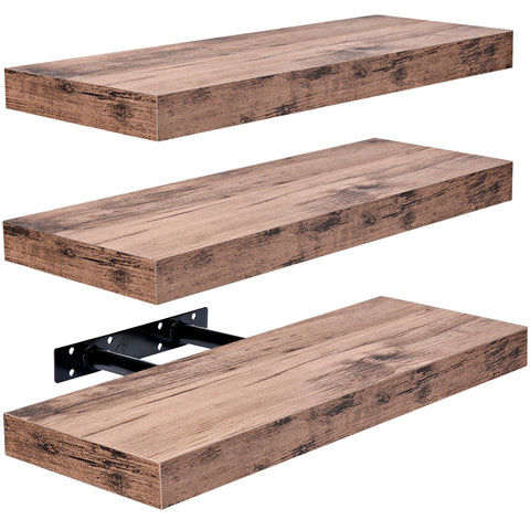 Rustic Rectangle Floating Shelves (3 Pack)