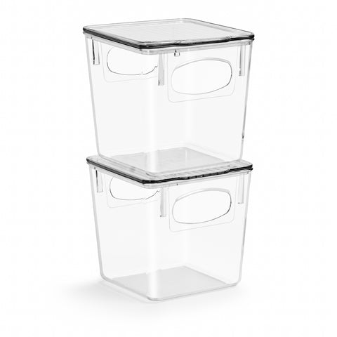 Plastic Container Bins with Lids (4 Pack)