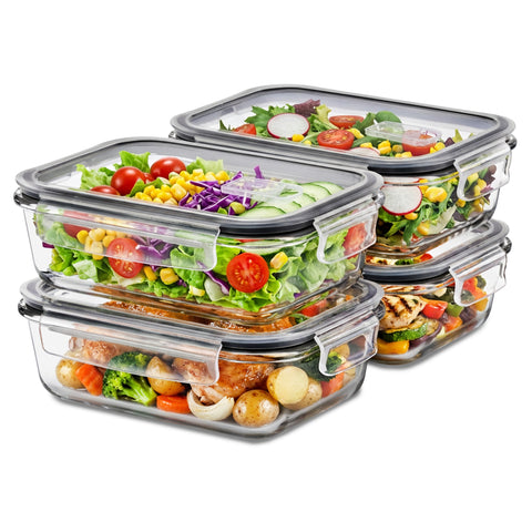 Glass Food Storage Containers with Lids and Vents