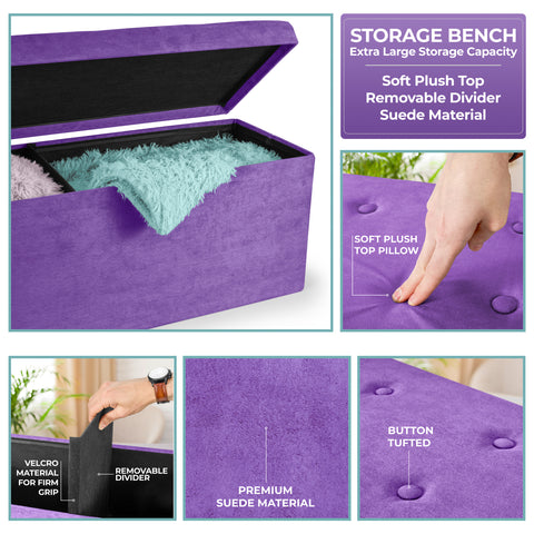 Faux Suede Storage Bench (Large)