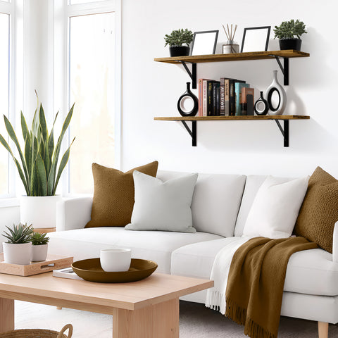 Wall Shelves with Metal Bracket (Set of 2)