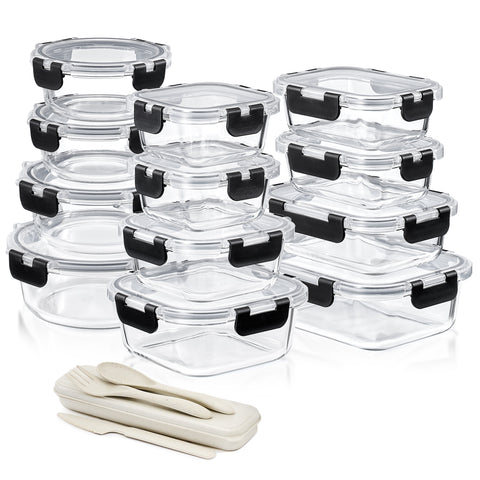Glass Food Storage Airtight Containers with Lids (24 Pcs)