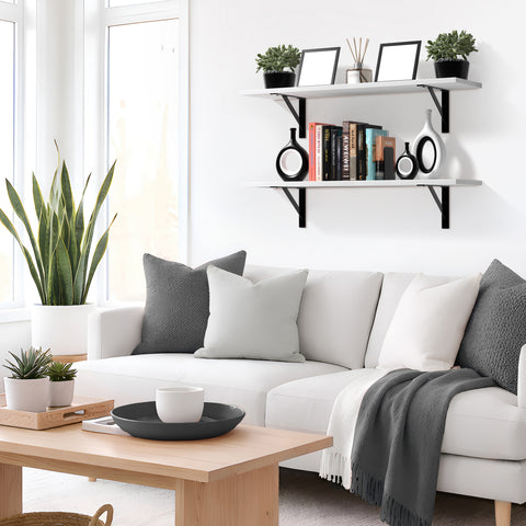 Wall Shelves with Metal Bracket (Set of 2)