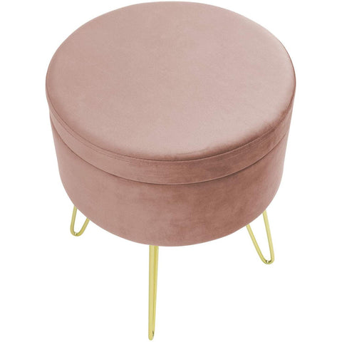 Velvet Footrest Storage with Gold Legs