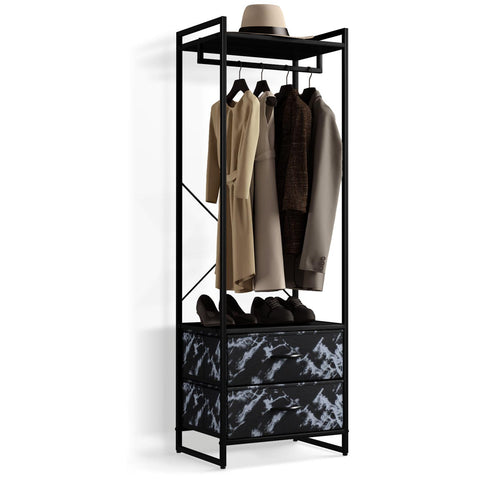 2 Drawer Tall Clothing Rack Storage