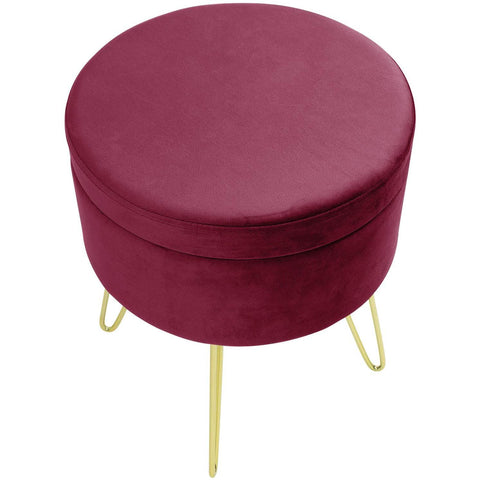 Velvet Footrest Storage with Gold Legs