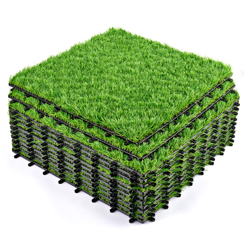 Artificial Interlocking Fake Grass Tiles