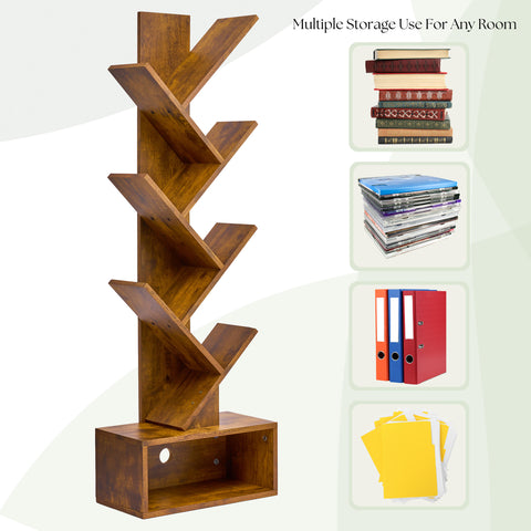 7 Tier Tree Bookshelf with Storage