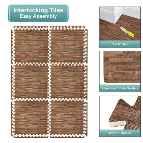 16 Tiles 64 Sq ft Wood Grain Foam Tiles