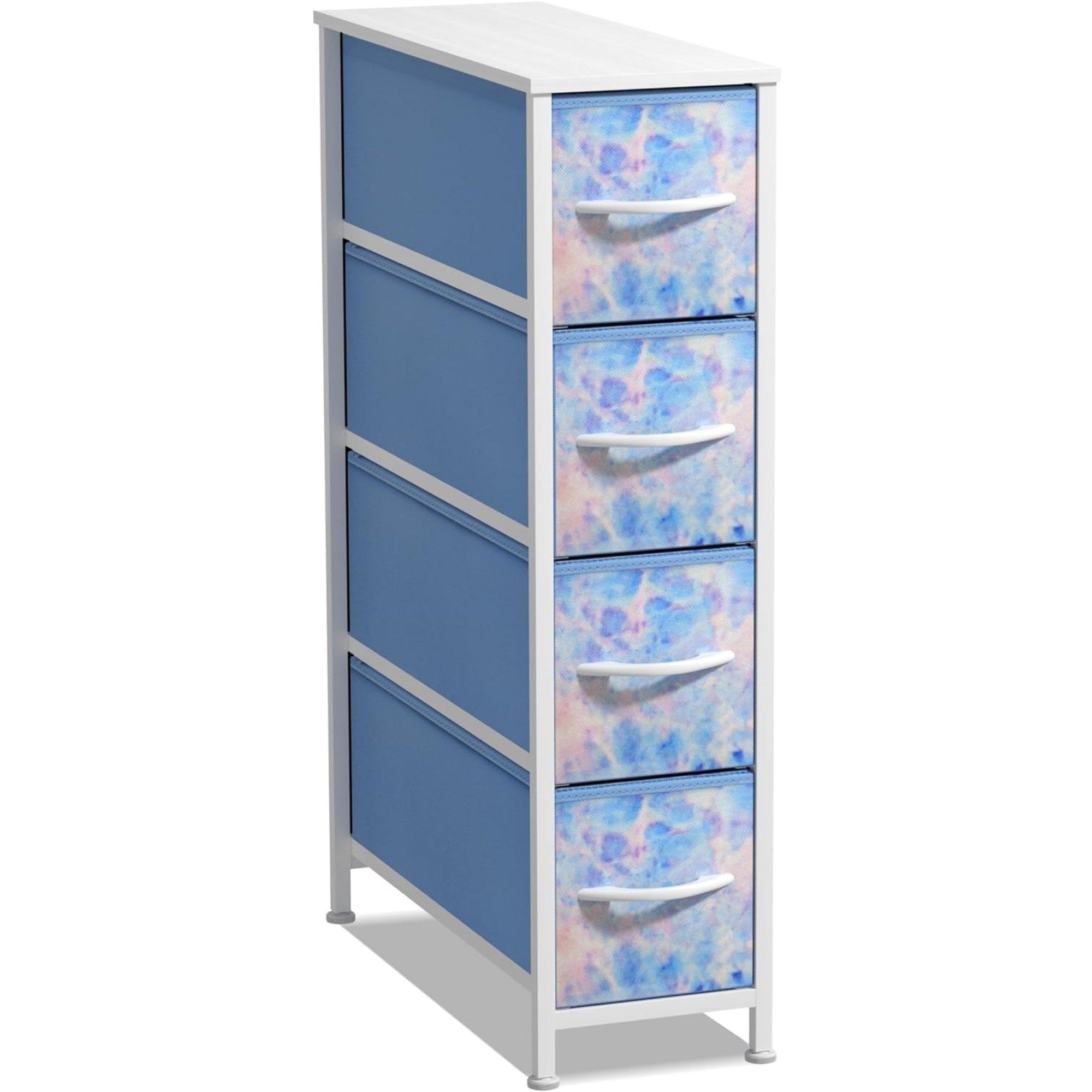 blue plastic dresser IRIS USA Plastic 4 Drawer Storage Cart, Organizer Unit for Bedroom, Closet, Kitchen, Bathroom, Laundry Room, Dorm, Color: Blue, Count: 1, Size: Wide