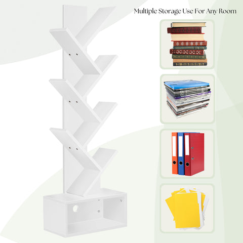 7 Tier Tree Bookshelf with Storage