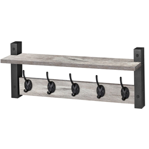Coat Hooks Wall Mount Floating Shelf (Large & XL)