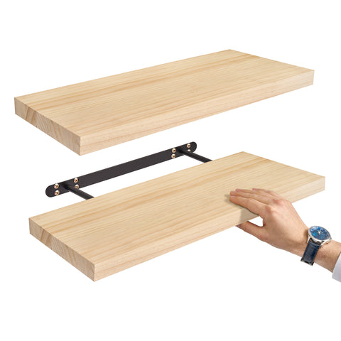 Solid Wood Floating Shelves (Set of 2, 24”)