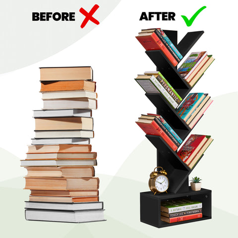 7 Tier Tree Bookshelf with Storage