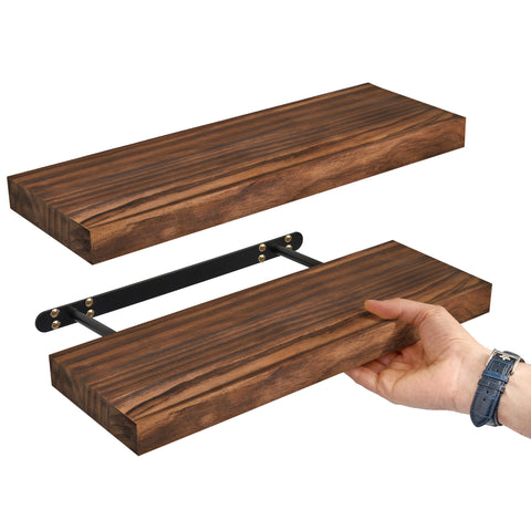 Solid Wood Floating Shelves (16”, Set of 2)