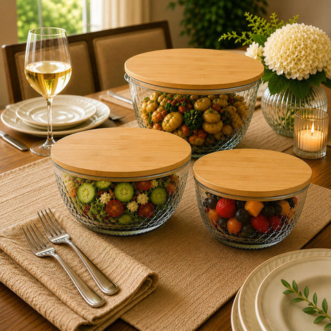 Glass Bowl Set with Airtight Lids