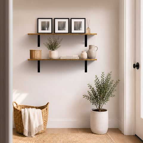 Wall Shelves with Metal Bracket (Set of 2)