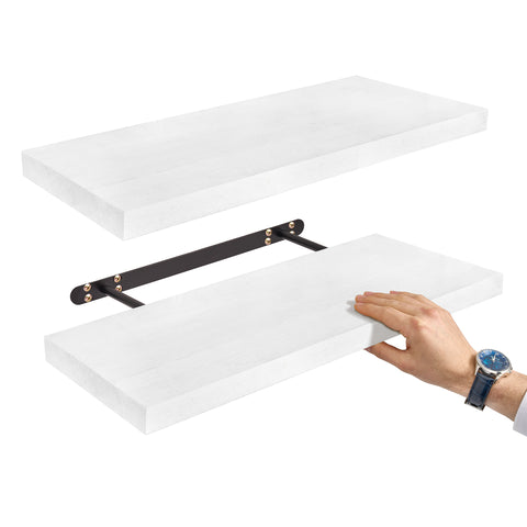 Solid Wood Floating Shelves (Set of 2, 24”)