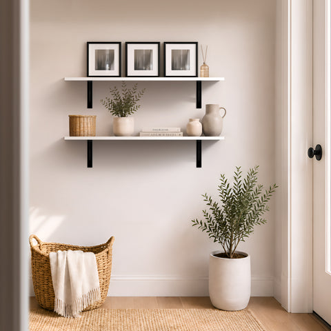 Wall Shelves with Metal Bracket (Set of 2)