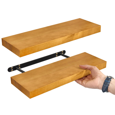 Solid Wood Floating Shelves (16”, Set of 2)