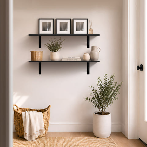 Wall Shelves with Metal Bracket (Set of 2)