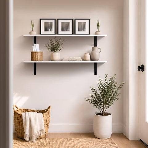 Wall Shelves with Metal Bracket (Set of 2)