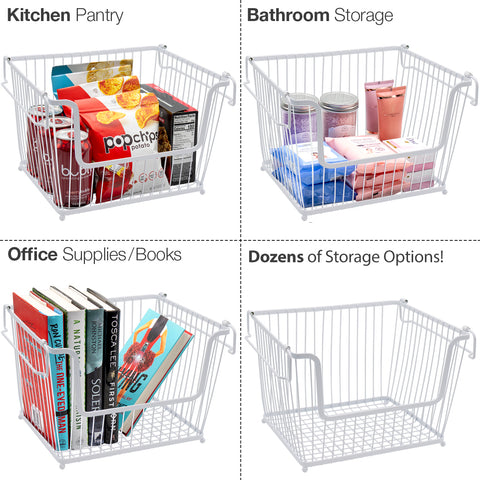 Storage basket with handle (4 Pack)