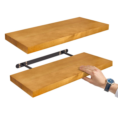 Solid Wood Floating Shelves (Set of 2, 24”)