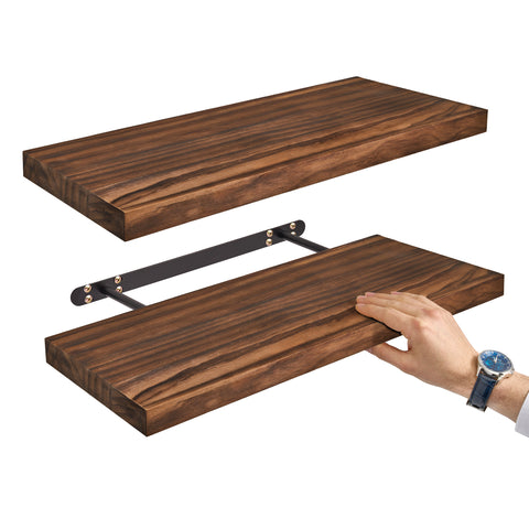 Solid Wood Floating Shelves (Set of 2, 24”)