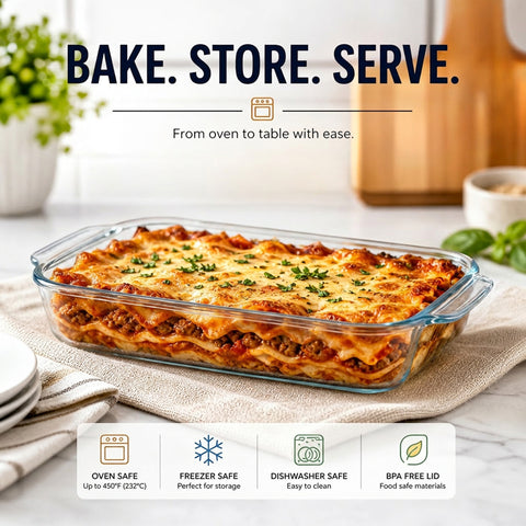 1-Pack Glass Baking Dish Set with Lid