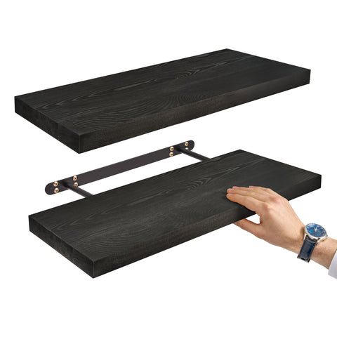 Solid Wood Floating Shelves (Set of 2, 24”)