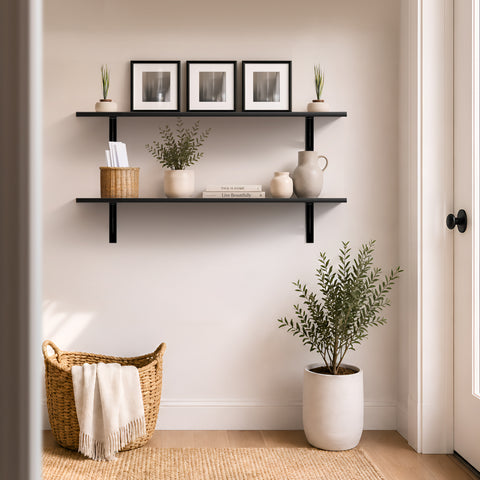 Wall Shelves with Metal Bracket (Set of 2)
