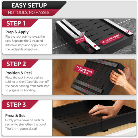 Extendable Pull-Out Storage Rack with Sliding Tracks Set of 2