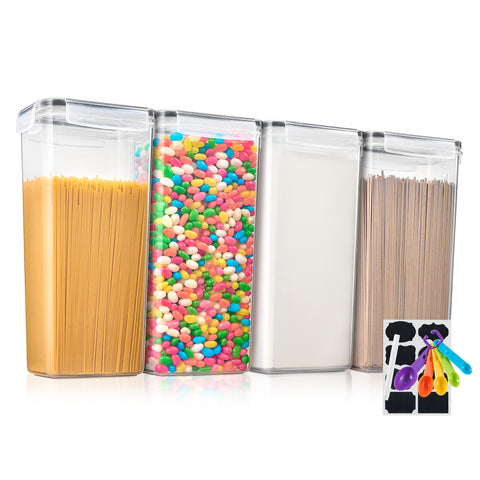 Airtight Cereal Dispenser Easy Pour Canister Set (4 Pack)