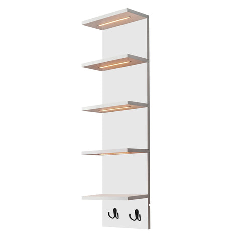 5 Tier Vertical Wall Shelf Unit with LED Lights