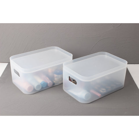 Storage Organizer Bin Frosted Set with Lids (2 Pack)