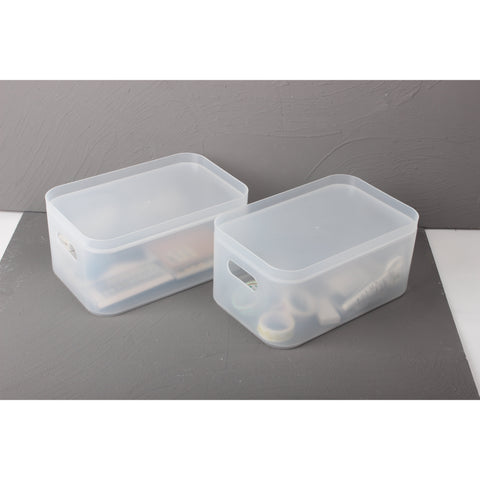 Storage Organizer Bin Frosted Set with Lids (2 Pack)