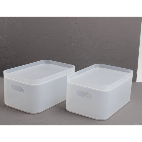 Storage Organizer Bin Frosted Set with Lids (2 Pack)