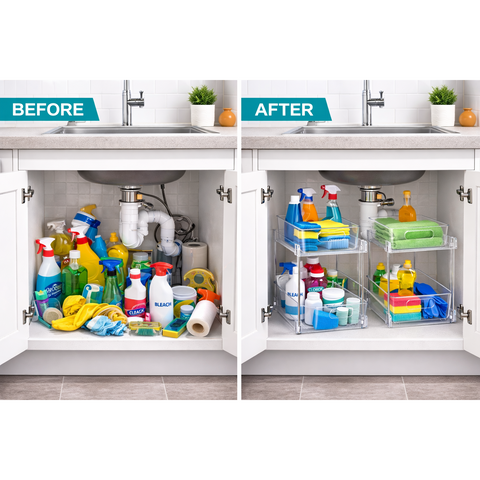 2-Tier Pull-Out Cleaning Organizers