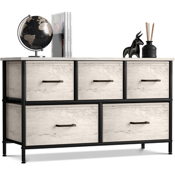 Sorbus 5 Drawer Wide Short Dresser - Black Sorbus 5 Drawer Wide Short Dresser - Black