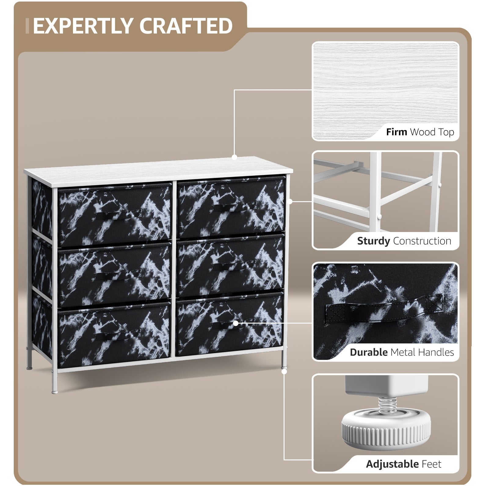 Sorbus 8 Drawer Fabric Dresser for Bedroom, home & office