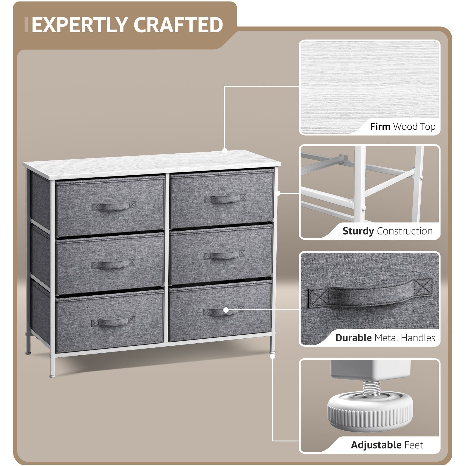 6-Drawer Rustic Wood Dresser – Sorbus Home