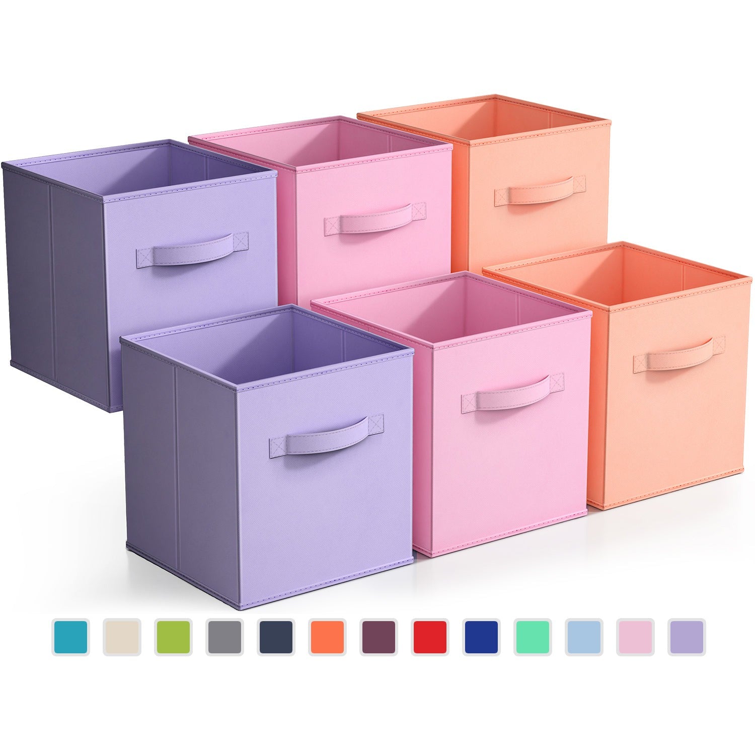 6 Pack Fabric Storage Cubes. 11 Inch Cube Storage Bins with Handle,  Foldable Closet Organizers for Shelves, Storage Baskets for Shelves